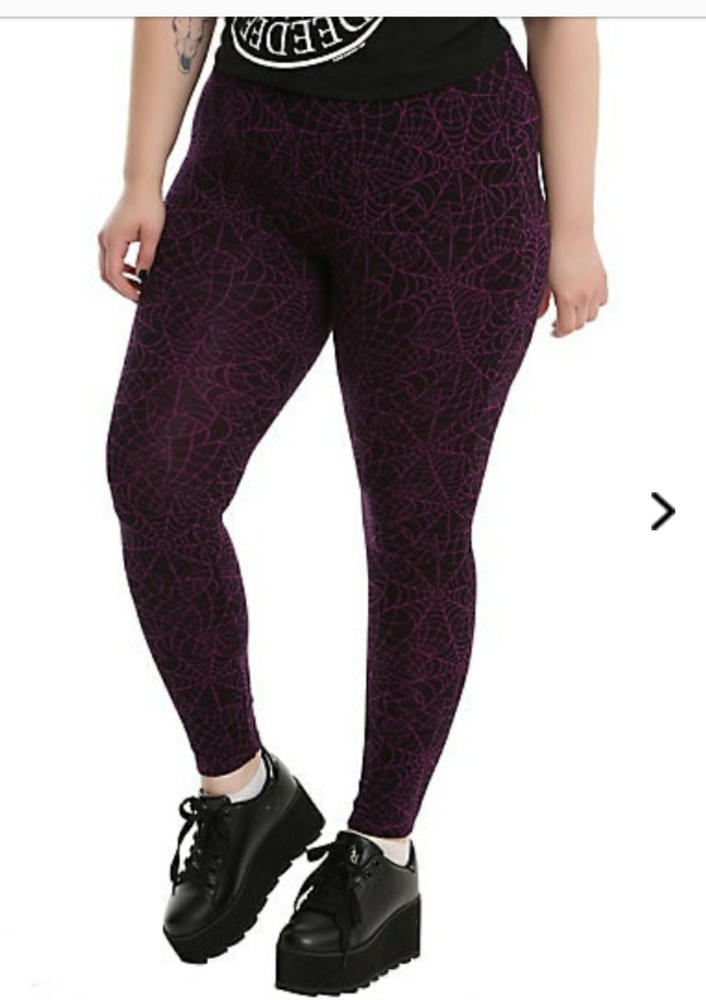 BLACKHEART PURPLE & BLACK SPIDERWEB LEGGINGS GOTH